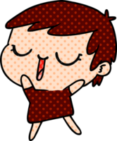 hand drawn cartoon of cute kawaii short haired girl png