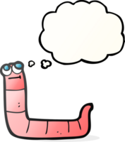 hand- getrokken gedachte bubbel tekenfilm worm png