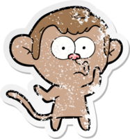 distressed sticker of a cartoon hooting monkey png