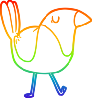 rainbow gradient line drawing of a cartoon bird png