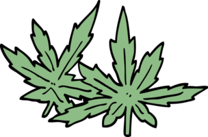 Cartoon-Doodle-Marihuana-Blätter png