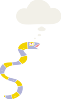 cartoon snake with thought bubble in retro style png