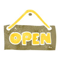 hand retro cartoon open shop sign png