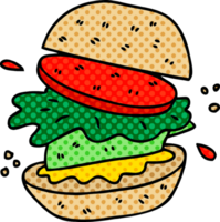 comico libro stile strambo cartone animato veggie hamburger png