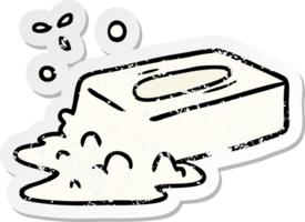 mão desenhado angustiado adesivo desenho animado rabisco do uma borbulhou Sabonete png