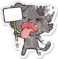 distressed sticker of a cartoon disgusted dog png