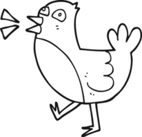 hand- getrokken zwart en wit tekenfilm vogel png