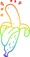 rainbow gradient line drawing of a cartoon banana png