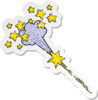 retro distressed sticker of a cartoon magic wand png