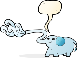 Cartoon-Elefant spritzt Wasser mit Sprechblase png