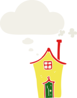 desenho animado casa com pensamento bolha dentro retro estilo png