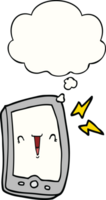 cute cartoon mobile phone with thought bubble png