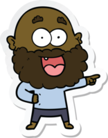 sticker of a cartoon crazy happy man with beard png