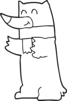 mano dibujado negro y blanco dibujos animados oso png