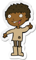 pegatina de un niño emocionado de dibujos animados png