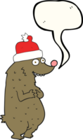 mano dibujado habla burbuja dibujos animados oso vistiendo Navidad sombrero png