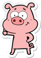 sticker of a happy cartoon pig png