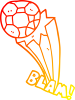 warm gradient line drawing of a cartoon kicked soccer ball png