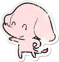 bedrövad klistermärke av en söt tecknad elefant png