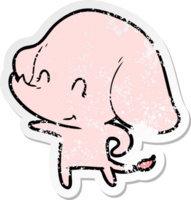 autocollant en détresse d'un éléphant de dessin animé mignon png