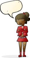 cartoon cool girl with speech bubble png