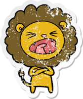 distressed sticker of a cartoon lion png