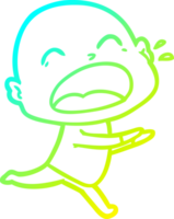 cold gradient line drawing of a cartoon shouting bald man png