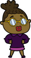 cartoon woman wearing spectacles png