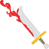 flat color illustration of bloody sword png