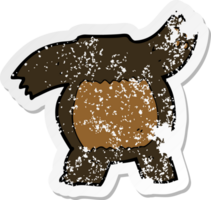 retro distressed sticker of a cartoon black bear body png