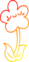 warm gradient line drawing of a cartoon flower png