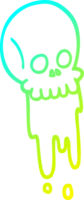 cold gradient line drawing of a cartoon blood dripping skull png