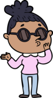 mulher de desenho animado usando óculos escuros png