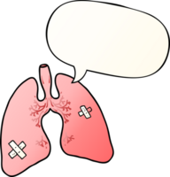 cartoon lungs with speech bubble in smooth gradient style png