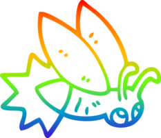 rainbow gradient line drawing of a cartoon firefly png