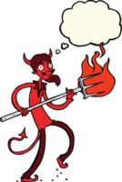 cartoon devil with pitchfork with thought bubble png