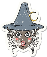 Retro Tattoo Style elf mage character face png