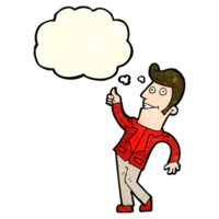 cartoon man giving thumbs up sign with thought bubble png