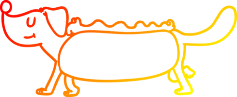 chaud pente ligne dessin de une dessin animé Hot-dog png