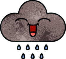 retro Grunge Textur Karikatur von ein Sturm Regen Wolke png