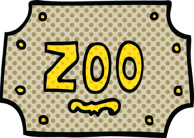 signe de zoo de dessin animé de style bande dessinée png