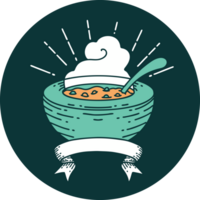 icon of a tattoo style bowl of soup png