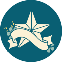 tattoo style icon with banner of a star png