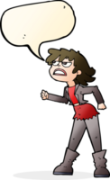 cartoon angry biker girl with speech bubble png