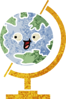 rétro illustration style dessin animé de une globe de le monde png