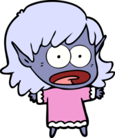 niña elfa sorprendida de dibujos animados png