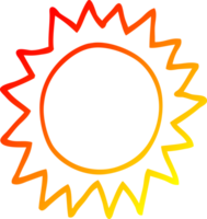 warm Gradient Linie Zeichnung von ein Karikatur Sonne png