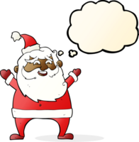 Jolly santa dessin animé avec bulle de pensée png