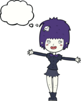 dessin animé heureux vampire fille avec bulle de pensée png