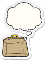 cartoon budget briefcase with thought bubble as a printed sticker png